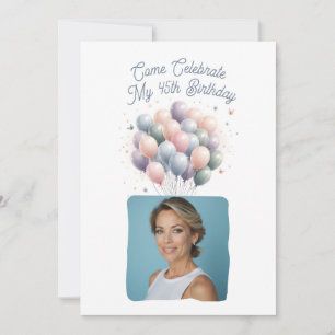 Invitación Fotos personalizadas 45º globo de cumpleaños
