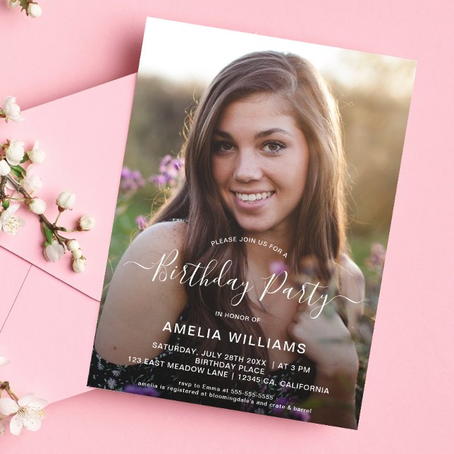 Invitación Fotos personalizadas Cumpleaños Cualquier Edad (Photo Birthday Party Invitation)