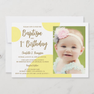 Invitación Fotos personalizadas de bautizo en el 1er cumpleañ
