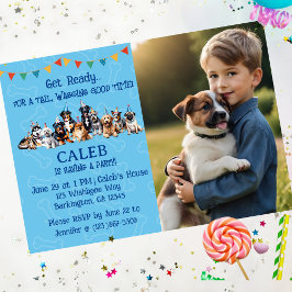 Invitación Fotos personalizadas de Blue Puppy Dog Cumpleaños