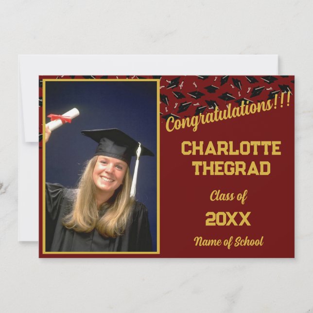 Invitación Fotos personalizadas de la fiesta de graduación (Anverso)