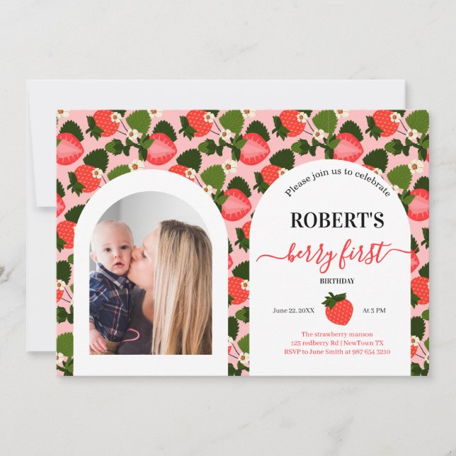 Invitación Fotos personalizadas del primer cumpleaños de fres (Anverso)