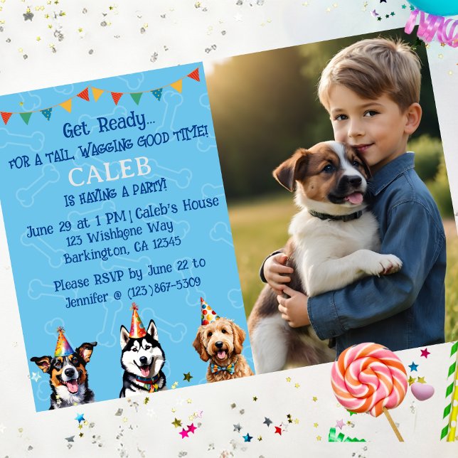 Invitación Fotos personalizadas Puppy Dog Cumpleaños (Subido por el creador)