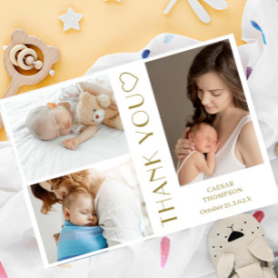 Invitación Fotos personalizados Baby Shower Moderno Gracias I