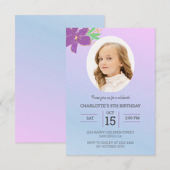 Invitación Fotos personalizados Cumpleaños (Anverso / Reverso)