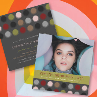 Invitación Fotos Retro con Puntos Coloridos y Difusos Fiesta