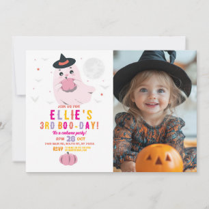 Invitación Fotos rosas de las calabazas de cumpleaños fantasm
