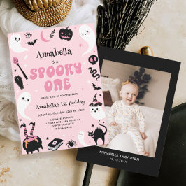 Invitación Fotos rosas Halloween Festejadas Un primer cumplea