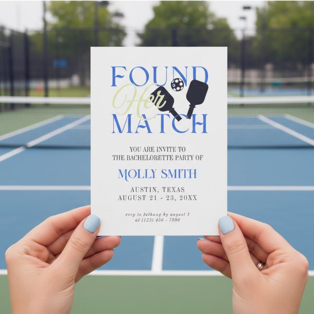 Invitación Found Her Match Pickleball Bachelorette Itinerary  (Found Her Match Pickleball Bachelorette Itinerary Invitation)