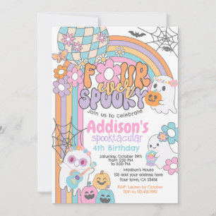 Invitación Four Ever Spooky Hippie Halloween 2nd Birthday