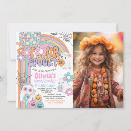 Invitación Four Ever Spooky Hippie Halloween 4th Birthday