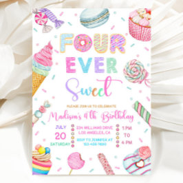 Invitación Four Ever Sweet Birthday Invitation, Candy Sweet 