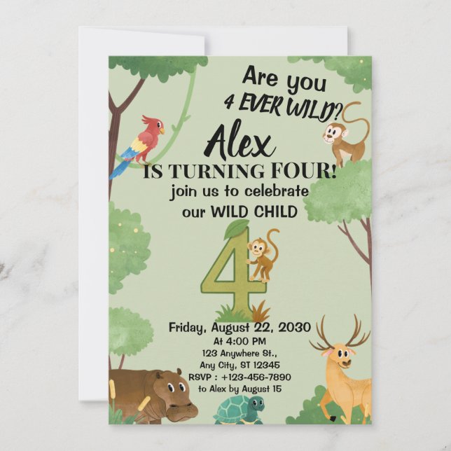 Invitación Four Ever Wild (Anverso)