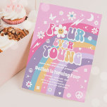 Invitación Four Ever Young Hippie Rainbow 4th Birthday Party<br><div class="desc">Four Ever Young Hippie Rainbow 4th Birthday Party Invitation
All designs are © PIXEL PERFECTION PARTY LTD</div>