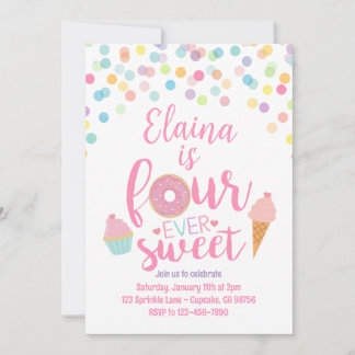Invitación Fourever Sweet Birthday Party Invitation