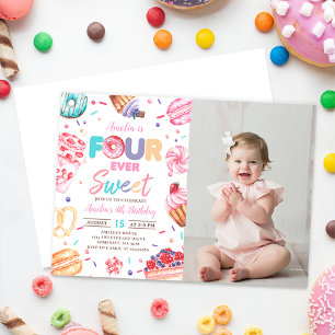 Invitación Fourever Sweet Donut Candy 4ª foto de cumpleaños
