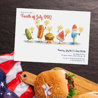 Invitación Fourth of July BBQ Mascots | Independence Day