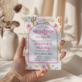 Invitación Fourth Rodeo Pink Cowgirl 4th Birthday