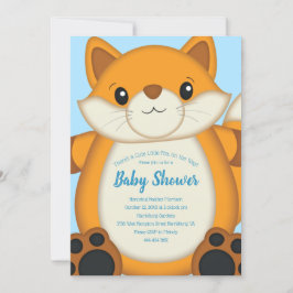 Invitación Fox Baby Shower Blue