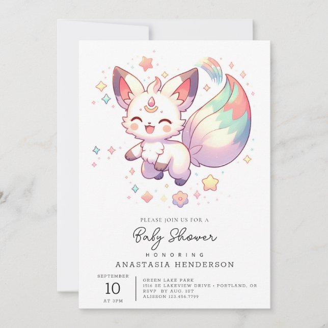 Invitación Fox Baby Shower encantada (Anverso)