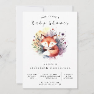 Invitación Fox Baby Shower, tema inspirado en la naturaleza