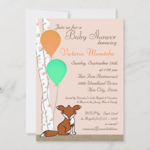 Invitación Fox Birch Tree Woodland Baby Shower