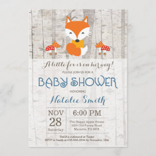 Invitación Fox Boy Baby Shower invita a Woodland rústico