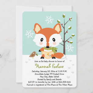 Invitación Fox de invierno en Baby Shower