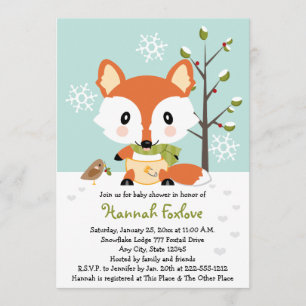 Invitación Fox de invierno en Baby Shower