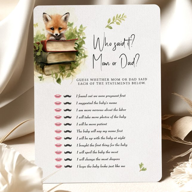 Invitación ¿Fox De Juego De Baby Shower Que Lo Dijo? ¿Mamá o  (Subido por el creador)