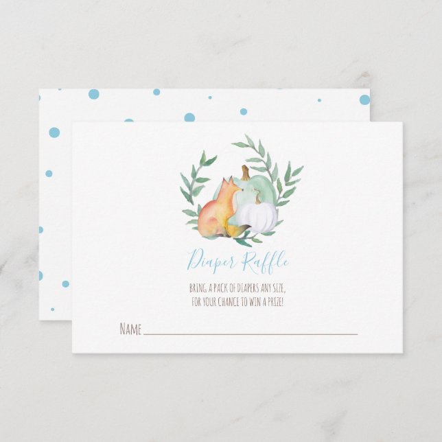 Invitación Fox Diaper Raffle Insert - Noviembre Baby Shower (Anverso / Reverso)
