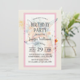 Invitación Fox Flower Crown Watercolor                       