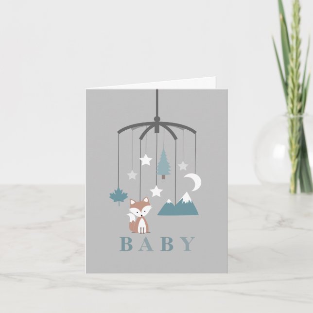 Invitación Fox Mobile Modern Boy Baby Shower (Anverso)