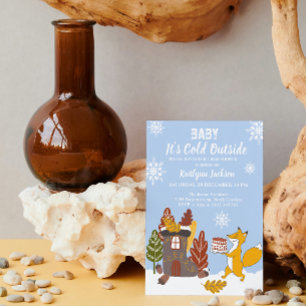 Invitación Fox Winter Baby Shower hace frío afuera