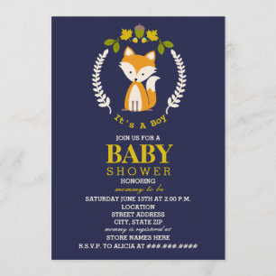 Invitación Fox Wreath Baby Shower - Boy