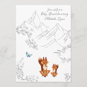Invitación Foxes y mariposa Montaña Woodland Baby Shower