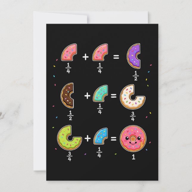 Invitación Fracciones de Donut Humor de Aprendizaje de Matemá (Anverso)