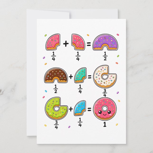 Invitación Fracciones de Donut Humor de Aprendizaje de Matemá (Anverso)