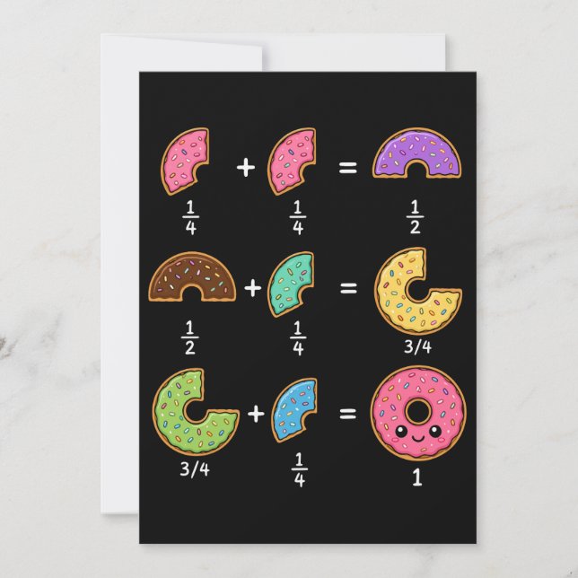 Invitación Fracciones de Donut Humor de Aprendizaje de Matemá (Anverso)