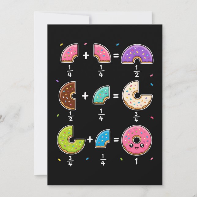 Invitación Fracciones de Donut Humor de Aprendizaje de Matemá (Anverso)