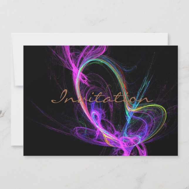 Invitación Fractal Eléctrico Rosa (Anverso)