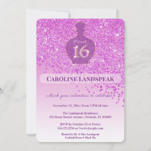 Invitación Fragancia Sweet 16 Blush Cinta de Purpurina Rosa