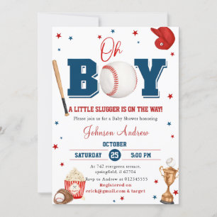 Invitación Fragmento personal Oh Boy Baseball Baby Shower