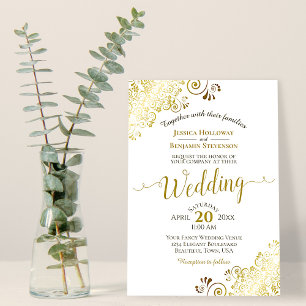 Invitación Fragmentos de oro en Boda de caligrafía elegante y