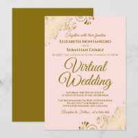 Fragmentos de oro en el Boda virtual elegante rosa