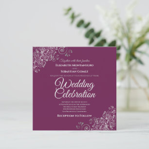 Invitación Fragmentos plateados Cassis Boda cuadrado simple y