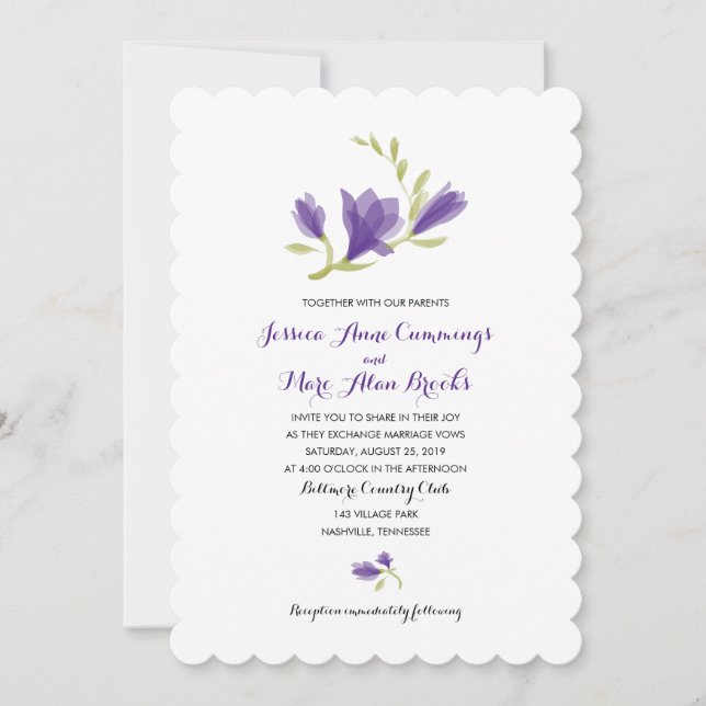 Invitación Fragrante Freesia Petals | BODA (Anverso)