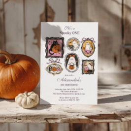 Invitación Framed Ghost & Cat Halloween 1er Cumpleaños