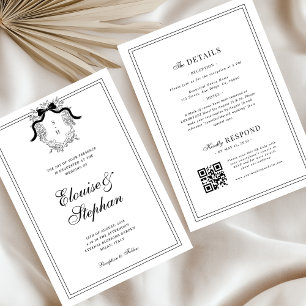 Invitación Francés escudo dobla el monograma todo en un Boda