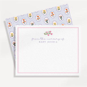 Invitación francés, floral, rosa / azul, del cuarto de bebé d